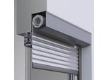 Vorbaurolladen für den nachträglichen Einbau, Modell Eckig, Kasten aus Aluminium, Weiß, 800 x 800 mm, mit Gurtwickler, individuell konfigurieren