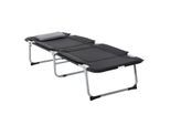 Campingbett Feldbett Klappbett mit Kissen inkl. Tasche Schwarz+Silber 183 x 66 x 33 cm