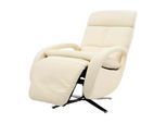 Relaxsessel MCW-L11, Design Fernsehsessel TV-Sessel Liegesessel, Liegefunktion drehbar, Voll-Leder ~ creme-weiß