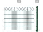 Doppelstabmattenzaun ARVOTEC "ESSENTIAL 120 zum Aufschrauben "Karo" mit Zierleiste", grün (dunkelgrün), H:120cm, Kunststoff, Stahl, Zaunelemente, Zaunhöhe 120 cm, Zaunlänge 2 - 60 m