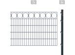 Doppelstabmattenzaun ARVOTEC "ESSENTIAL 100 zum Einbetonieren "Ring" mit Zierleiste", grau (anthrazit), H:100cm, Kunststoff, Stahl, Zaunelemente, Zaunhöhe 100 cm, Zaunlänge 2 - 60 m