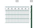Doppelstabmattenzaun ARVOTEC "ESSENTIAL 80 zum Einbetonieren "Karo" mit Zierleiste", grün (dunkelgrün), H:80cm, Kunststoff, Stahl, Zaunelemente, Zaunhöhe 80 cm, Zaunlänge 2 - 60 m
