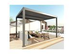 Pergola MCW-L46, Gartenpavillon Lamellen-Pavillon, 11cm-Aluminium-Gestell, Regenrinne sturmfest, 3x3m ~ anthrazit