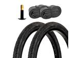 Meghna Fahrradreifen City Trekking Tour 2 Reifen 20 x 1,75" schwarz mit 2 Schläuchen AV