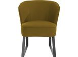 Sessel EXXPO - SOFA FASHION "Americano, Loungesessel", gelb (mustard), B:66cm H:80cm T:69cm, Sessel, Sessel, mit Keder und Metallfüßen, Bezug in verschiedenen Qualitäten, 1 Stck.
