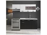 Küche Omega Mini 180 cm Küchenzeile Küchenblock Singleküche Schwarz Weiss