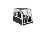 tectake® Hundetransportbox single, mit schräger Rückwand, verschließbare Gittertür, mit schützenden Kunststoffecken, 66 x 90 x 69,5 cm