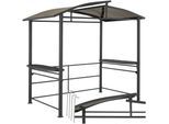 tectake® Grillpavillon, gute Luftzirkulation, mit 2 Gitterablagen und Aufhängestangen, 240 x 150 x 234 cm