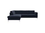 Ecksofa FLEXLUX "Fiore, L-Form", blau (royal blau), B:241cm H:85cm T:225cm, 100% Polyester, Sofas, Ecksofa, breite Armlehnen, Füße alufarben, B/T 241/225 cm, Kaltschaum im Sitz