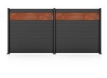 Gartenzaun STAKET PRO "Komplettzaun Paneel 150", schwarz (anthrazit struktur), H:180cm, Aluminium, Glas, Zaunelemente, LxH: 368,4x187 cm, 2 Elemente á 180 cm Breite + Cortenstahl