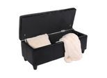 Aufbewahrungs-Truhe Sitzbank Arezzo, Leder + Kunstleder, 112x45x45cm MVG-zertifiziert ~ schwarz