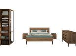 Schlafzimmer-Set GAMI, braun (eiche helvezia), B:146cm H:90cm T:13cm, Melamin, Schlafzimmermöbel-Sets, Vollständiges Zimmer mit funktionalen und praktischen Ablagen