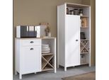 Schrank-Set PARISOT "Cottage 1", weiß (023, weiß, 153, jackson eiche), viel Stauraum-2 Fächer als Flaschenregal nutzbar, MDF, Spanplatte, Hartfaserplatte, Kastenmöbel-Sets, Viel Stauraum, Flaschenregal, Metallgriffe, MDF, melaminbeschichtet