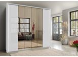 Kleiderschrank WIEMANN "Kansas", weiß (weiß, weißglas und spiegel), B:250cm, Schränke, Kleiderschrank Drehtürenschrank, mit Spiegel und Glas