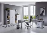 Büromöbel-Set BMG MÖBEL "Tabor Office 4", grau (grau, weiß hochglanz), Metall, Holzwerkstoff, Arbeitsmöbel-Sets
