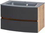 Waschtisch WELLTIME "Kaunas", grau (matt grau, wotaneiche, wotaneiche), B:80cm H:56cm T:47cm, Waschtische, Waschtisch, Breite 80 cm, mit Soft-Close Funktion