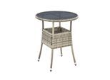 Juskys Polyrattan Gartentisch Yoro rund - wetterfest Outdoor Beistelltisch Ø 60 cm - Grau