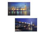 2er-Set LED-Bild, Leuchtbild Leinwandbild Wandbild, Timer 40x60cm Bridges