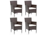 vidaXL Garten-Essstühle 4 Stk. Poly Rattan Braun