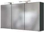 Spiegelschrank WELLTIME "Baabe", grau (grafitgrau), B:120cm H:64cm T:20cm, Holzwerkstoff, Schränke, Spiegelschrank, 120 cm breit, inkl. Beleuchtung, Schalter und Steckdose