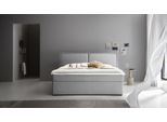 Boxbett "NIKITA", grau (hellgrau), B:201cm L:209cm, ATLANTIC HOME COLLECTION, Komplettbetten, bodentiefes Bett, wahlweise mit Matratze und Topper