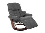 MCA Relaxsessel Windsor 2, Fernsehsessel Sessel, Stoff/Textil 150kg belastbar ~ dunkelgrau, Walnuss-Optik