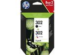 Original HP DeskJet 2134 (X4D37AE / 302) Druckerpatrone Schwarz,Color (Cyan,Magenta,Gelb)