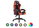vidaXL Gaming-Stuhl mit RGB LED-Leuchten Orange und Schwarz Kunstleder
