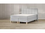 Emma Classic Boxspringbett Comfort - hellgrau - 200x200 cm - Kopfteil Gesteppt - Natur Füße