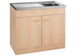 Spülenschrank KOCHSTATION "KS-Elster", braun (buchefarben), B:100cm H:85cm T:60cm, Holzwerkstoff, Schränke, Spülenschrank, Breite 100 cm