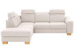 Ecksofa HOME AFFAIRE "Dundee L-Form", beige (creme), B:263cm H:86cm T:219cm, Struktur fein (100% Polyester), Sofas, Ecksofa, wahlweise mit Kopfteilverstellung und zusätzlich mit Bettfunktion