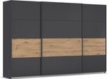 Schwebetürenschrank RAUCH "Schwebetürenschrank Kleiderschrank Schrank Garderobe CORTONA", grau (graumetallic, eiche artisan), B:315cm H:210cm T:62cm, Holzwerkstoff, Schränke, inkl. Inneneinteilung, 2 Stoffboxen und zusätzlichen Einlegeböden