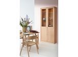 TV-Schrank HAMMEL FURNITURE "Mistral Glasschrank, Standvitrine", beige (weißpigmentierte eiche, matt lackiert), B:89cm H:201,1cm T:32,5cm, Furnier, Glas, Massivholz, Schränke, Eiche, mit Glas- und Eichetüren, B: 89 cm, anpassungsbar Designmöbel