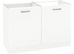 Spülenschrank KOCHSTATION "KS-Tinnum", weiß, B:120cm H:82cm T:60cm, Holzwerkstoff, Schränke, Spülenschrank, 120 cm breit, MDF-Fronten, Metallgriffe, inklusive Einbauspüle