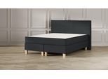 Emma Classic Boxspringbett Comfort - dunkelgrau - 180x200 cm - Kopfteil Klassisch - Natur Füße