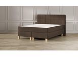Emma Classic Boxspringbett - braun - 160x200 cm - Kopfteil Gesteppt - Natur Füße