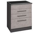 KOCHSTATION Kochfeldumbauschrank »KS-Tulsa«, 60 cm breit, 2 Schubladen, 1 grosser Auszug, schwarzer Metallgriff