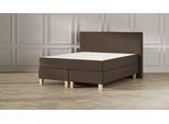 Emma Classic Boxspringbett - braun - 200x200 cm - Kopfteil Klassisch - Natur Füße