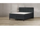 Emma Classic Boxspringbett Comfort - dunkelgrau - 180x200 cm - Kopfteil Gesteppt - Schwarze Füße