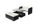vidaXL 4-tlg. Garten-Lounge-Set mit Auflagen Poly Rattan Schwarz