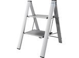 Trittleiter BISCHOF COLOMBO "Leonardo Black 1", silber (silberfarben, schwarz), B:50cm H:79cm, Aluminium, Leitern, Trittleiter, 2-stufig, Tragkraft 150 kg, Aluminium