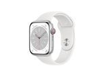 Apple Watch Series 8 GPS + Cellular 45mm Silver Aluminium Case with White Sport Band