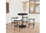 vidaXL 5-tlg. Gartenbar-Set mit Kissen Poly Rattan Schwarz