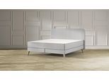 Emma Elite Boxspringbett Comfort - Hellgrau - 200x200 cm - Kopfteil Streifen - Natur Füße