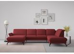 Wohnlandschaft SIT & MORE "Fashion U-Form", rot (bordeaux), B:338cm H:84cm T:207cm, Sofas, Wohnlandschaft, wahlweise mit Kopfteilverstellung, Vorziehsitz, motorisch, Metallfüße