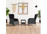 vidaXL 3-tlg. Garten-Lounge-Set mit Auflagen Poly Rattan Dunkelgrau