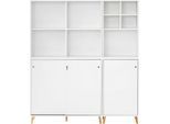 Büromöbel-Set SCHILDMEYER "Serie 500", weiß, Holzwerkstoff, Arbeitsmöbel-Sets, bestehend aus 2 Regalen, 2 Schränken, 1 Regalkreuz