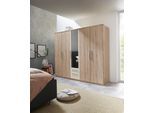 Kleiderschrank PRIESS, weiß (struktureichefarben hell, weiß), B:231cm H:195cm T:54cm, Holzwerkstoff, Schränke, Kleiderschrank, in 3 Breiten
