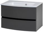 Waschtisch WELLTIME "Kaunas", grau (matt grau, grau, grafitgrau), B:80cm H:56cm T:47cm, Waschtische, Waschtisch, Breite 80 cm, mit Soft-Close Funktion