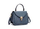 Umhängetasche "Alessa", Mädchen, Gr. B/H/T: 23cm x 19cm x 10cm onesize, blau, Lederimitat, COLLEZIONE ALESSANDRO, Taschen Umhängetasche, mit aufgesetztem Steckfach